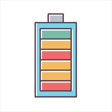 Renkli Bloklar tarafından sunulan Yükleme Seviyeleriyle Biçimlendirilmiş Batarya Simgesi