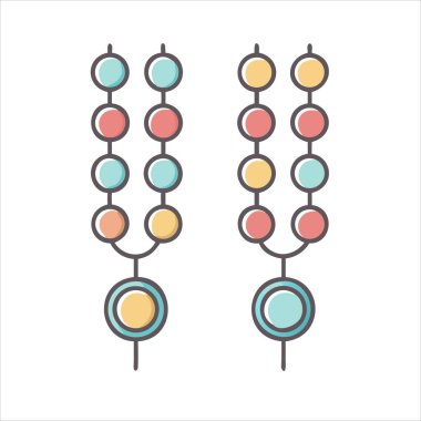 Beyaz Arkaplan Sanatında Dairesel Tasarımlı Renkli Zincir Nesneler