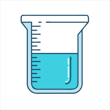 Ölçüm Artırıcı ve Kimya için kullanılan Mavi Sıvı ile Laboratuar Beher