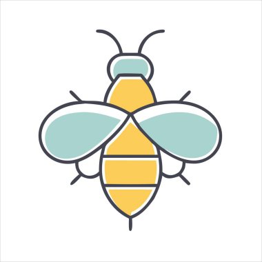 Beyaz Arkaplanda Yumuşak Renklerle Bal Arısı Vektör İllüstrasyonu