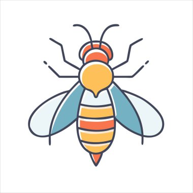 Beyaz bir arka planda izole edilmiş Renkli Arı tasviri