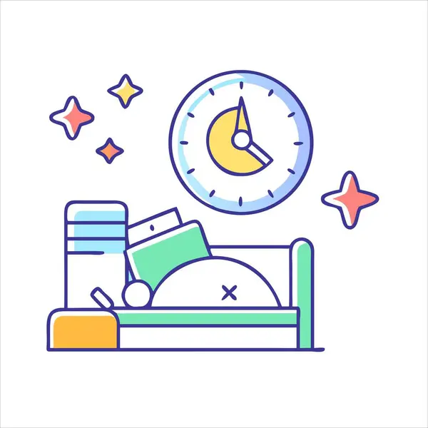 Çizimler Uyku, Dinlenme ve Saat ve Yıldızlarla Yatma Zamanı Rutini