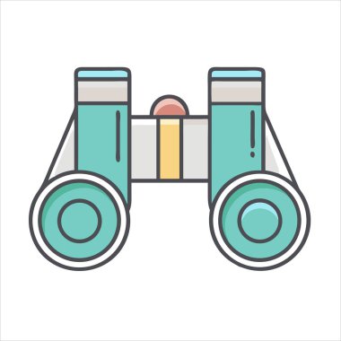 Beyaz arka planı olan mavi ve bej bir dürbün.