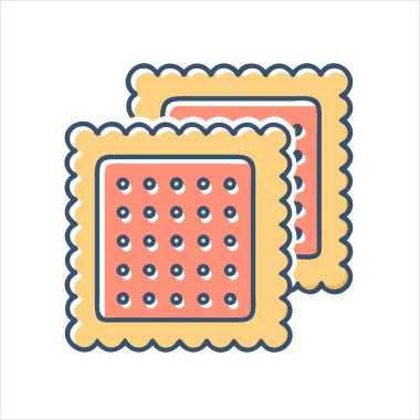 Tasarım elementi için delikleri olan iki Kıymık Kenarlı Krakerin Renkli Çizimi