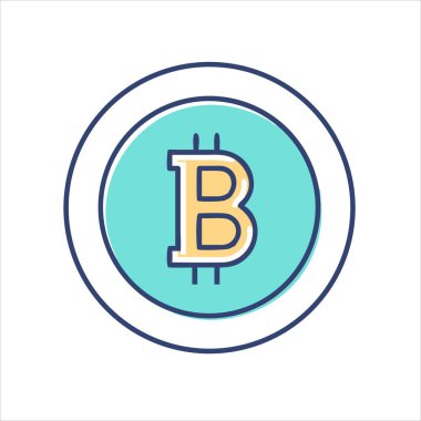 Mavi ve Altın olarak biçimlendirilmiş Bitcoin Logosu Dairesel Sınır Tasarımı