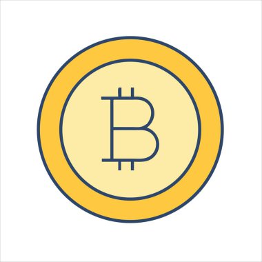 Parlak ve Neşeli Renkli Bitcoin Şifreleme Parasının Vektör İllüstrasyonu