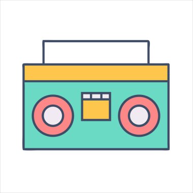 Renkli bir retro müzik kutusu çizimi nostaljik ve klasik bir hissi çağrıştırıyor.