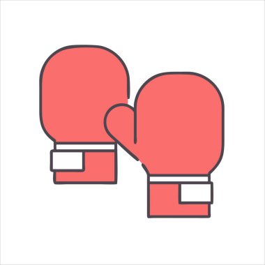 Bir çift kırmızı boks eldiveni basit bir çizgi film stiliyle resmedilmiş.