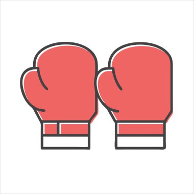 Dövüş sporları için siyah çizgili iki kırmızı boks eldiveni.