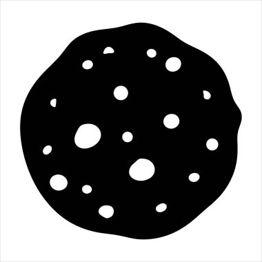 Beyaz arka planda beyaz lekeli bir kurabiyenin siyah silüeti