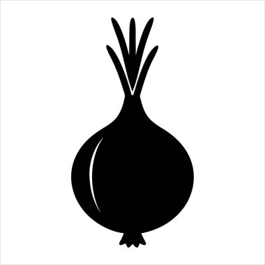 Siyah ve beyaz filizlenen yapraklı bir soğanın minimalist çizimi