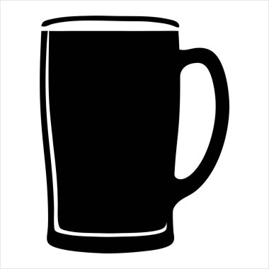 Bira ya da kahve için kullanılan fincanın siyah beyaz çizimi.