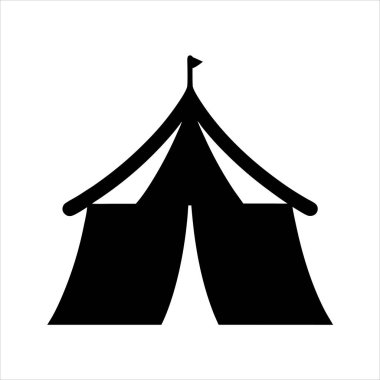 Üzerinde bayrak olan bir sirk çadırının basit siyah silüeti.
