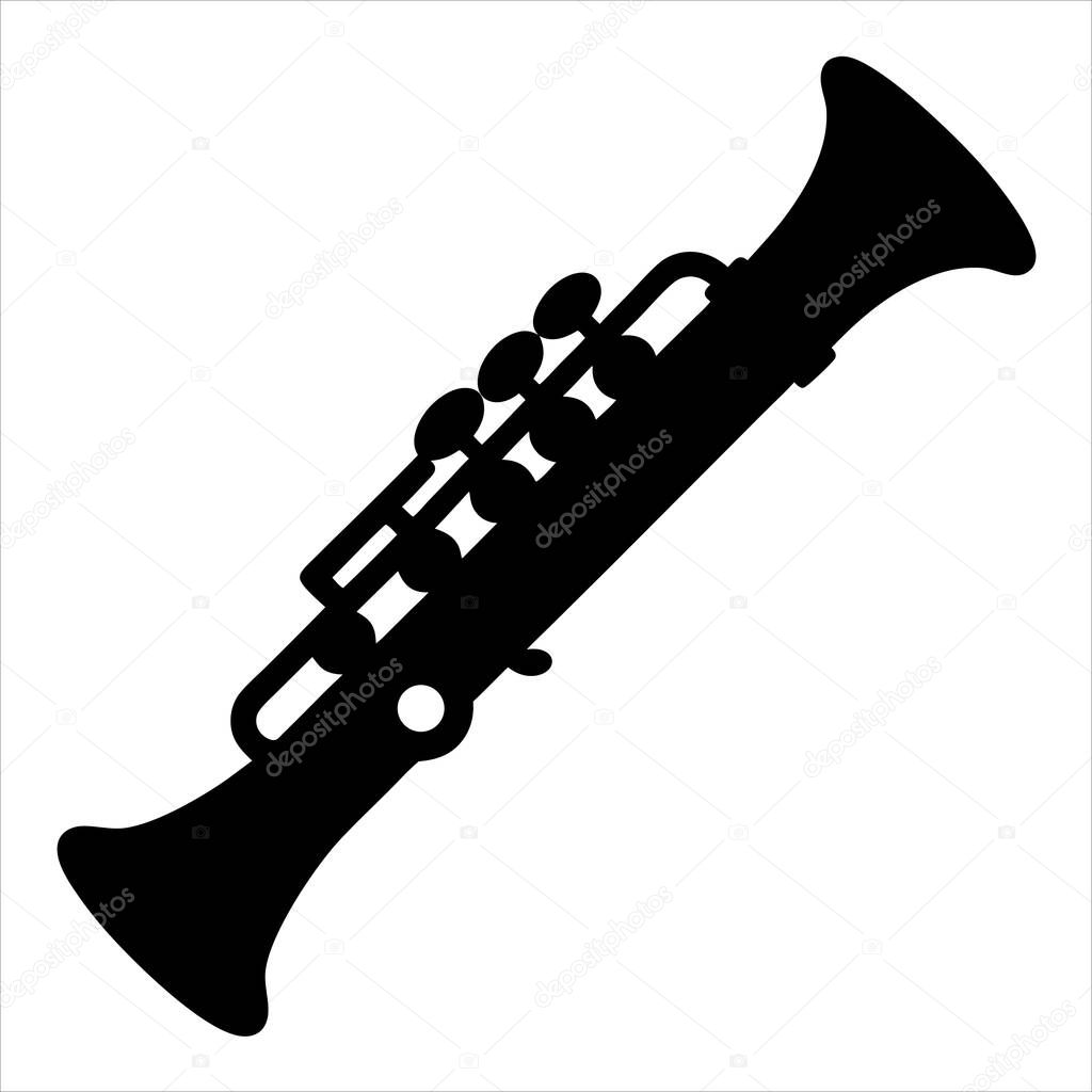 Stylized clarinet silhouette on a white background perfect for minimalist design