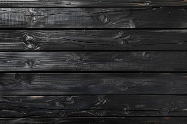 Old black wood planks pattern close up. Detailed photo textured background
