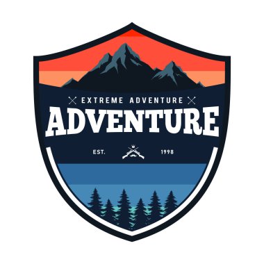 Klasik açık hava macera etiketi, rozet, amblem veya tasarım ögesi.