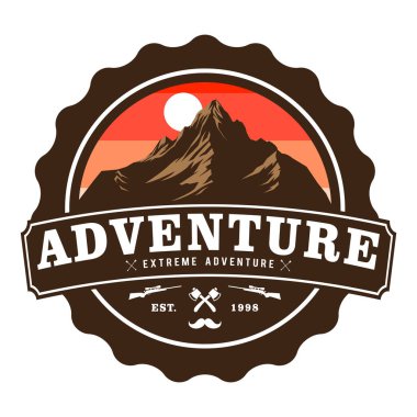 Klasik logo macera etiketi, rozet, amblem, pul ya da tee baskı tasarımı