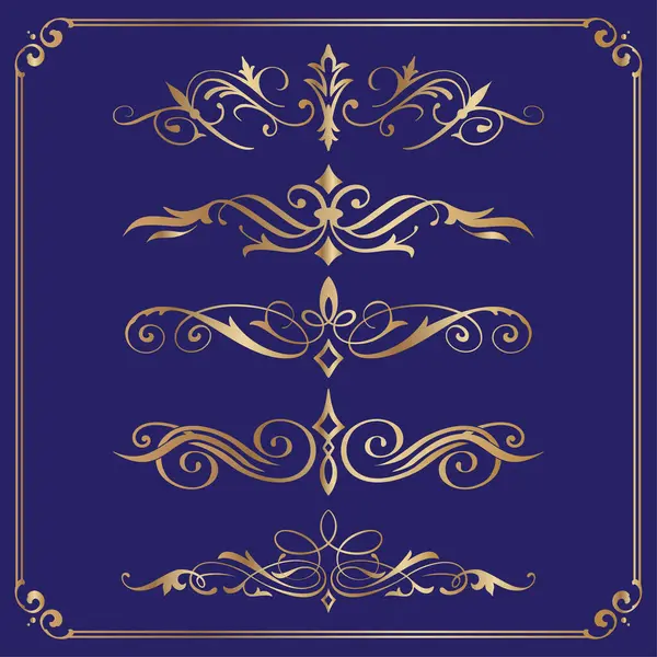 Hat ayırıcı tasarım elementlerinin vektör kümesi. Davetiyeler için kullanılabilir, tebrikler.