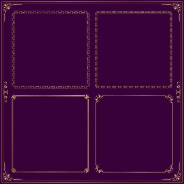 Altın Vintage Elementleri ve dikdörtgen Çerçeveler Vektör Resmini Ayarla