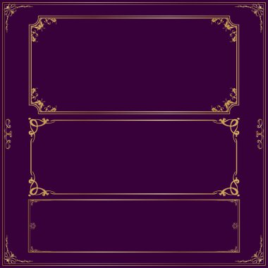 Dikdörtgen altın çerçeve koleksiyonu. Vektör illüstrasyonu