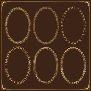 oval altın çerçeve Koyu arkaplan Vintage Çerçevelerine Serbest Vektör Ayarla