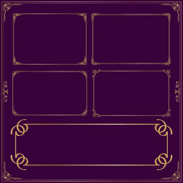Dikdörtgen altın çerçeve koleksiyonu. Vektör illüstrasyonu