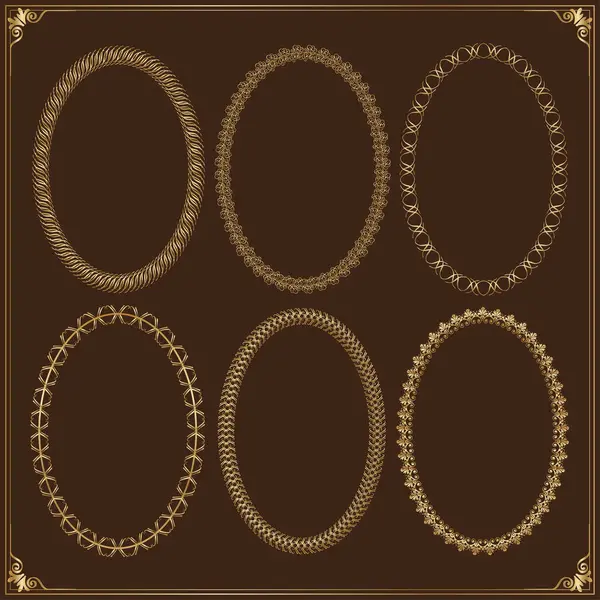 oval altın çerçeve Koyu arkaplan Vintage Çerçevelerine Serbest Vektör Ayarla