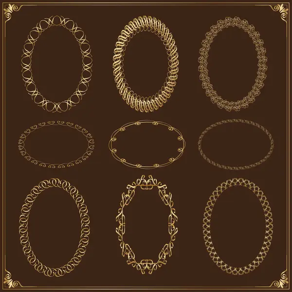 oval altın çerçeve Koyu arkaplan Vintage Çerçevelerine Serbest Vektör Ayarla