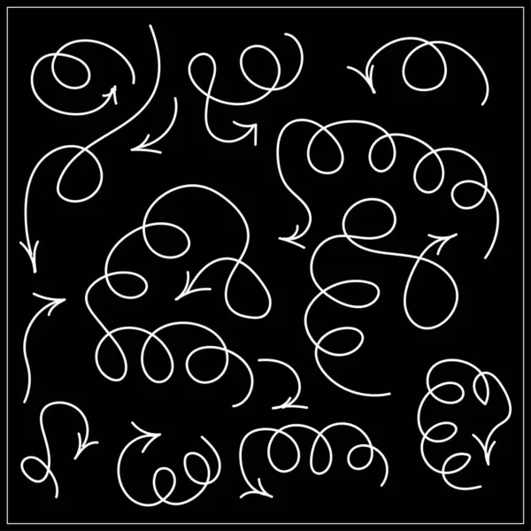 Çizgi şeklindeki ok şekilleri karalama biçimi vektör ilüstrasyonunda