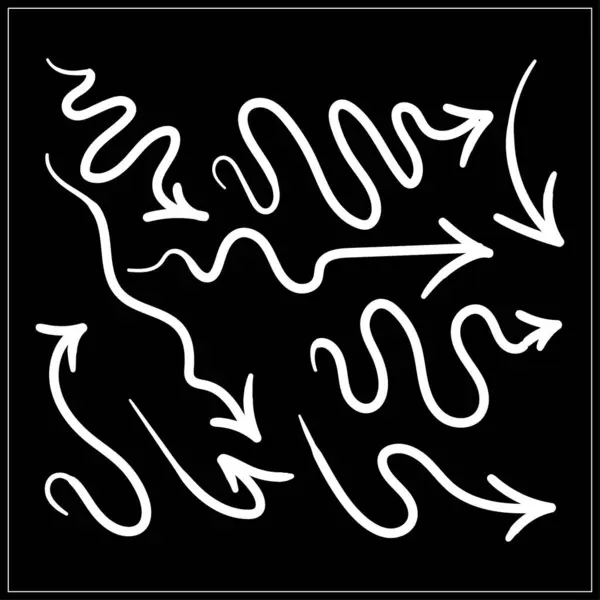 Çizgi şeklindeki ok şekilleri karalama biçimi vektör ilüstrasyonunda