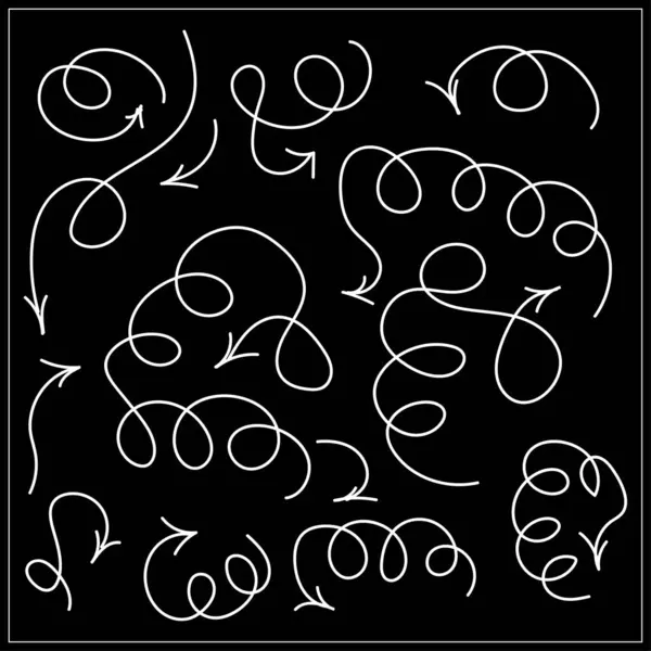 Siyah arkaplana çizilmiş oklar. Vektör illüstrasyonu.