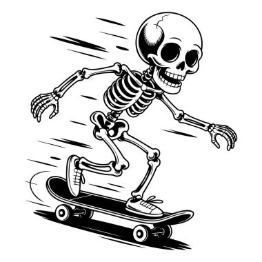 Dinamik bir pozda iskelet kaykayı, vektör illüstrasyon tasarımı