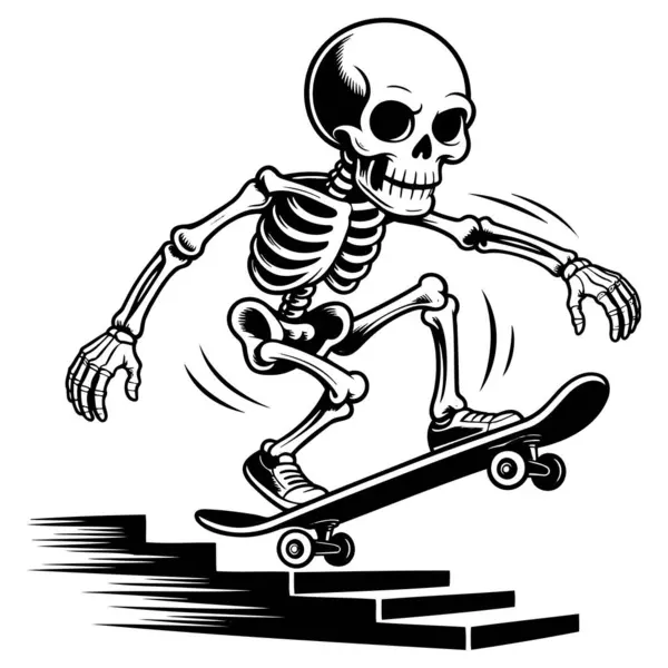 Dinamik bir pozda iskelet kaykayı, vektör illüstrasyon tasarımı