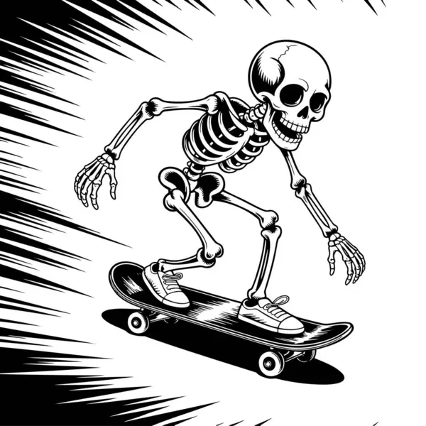 Dinamik bir pozda iskelet kaykayı, vektör illüstrasyon tasarımı