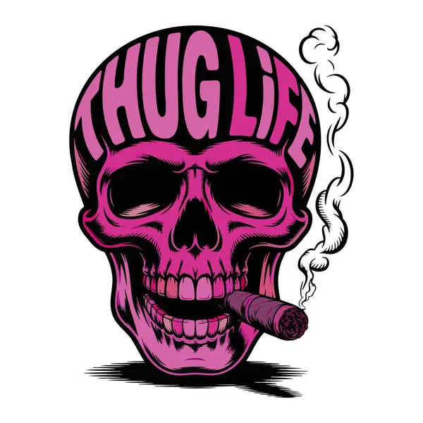 Puro ile pembe kafatası bir vektör illüstrasyon duman, 