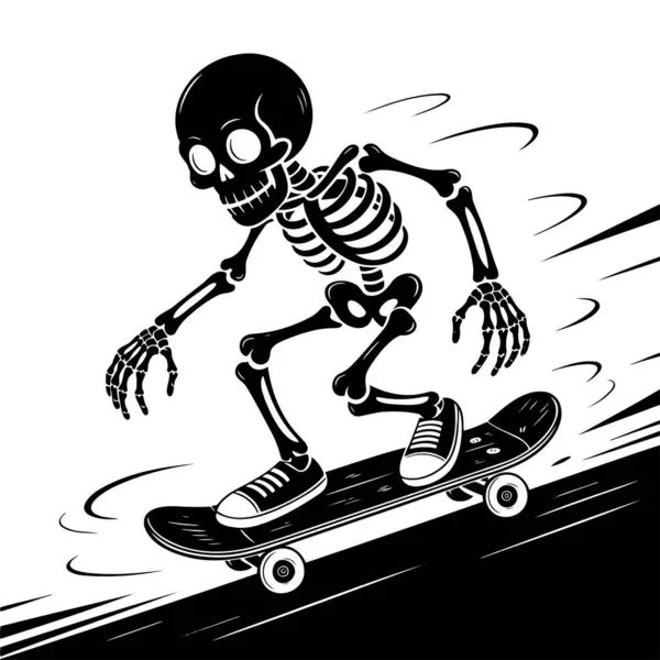 Kaykay vektörü çizimi yapan iskelet.