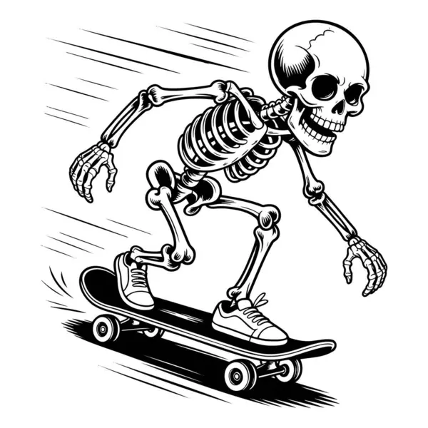 Kaykay vektörü çizimi yapan iskelet.