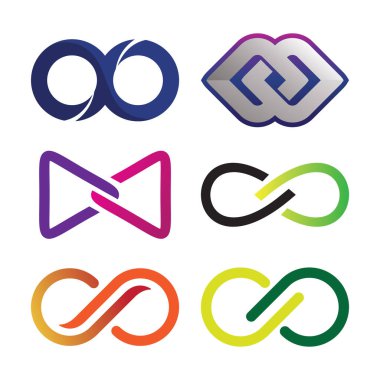 Sonsuzluk sembolü seti, vektör illüstrasyonu. Düz tasarım biçimi