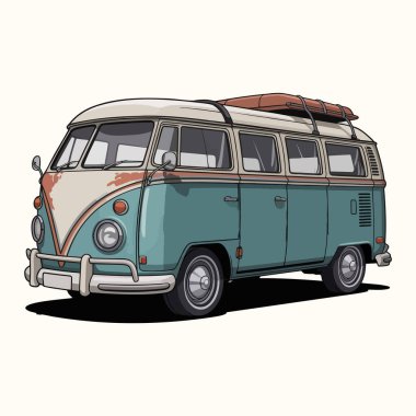 Eski bir karavan. Tasarımınız için el çizimi vektör çizimi