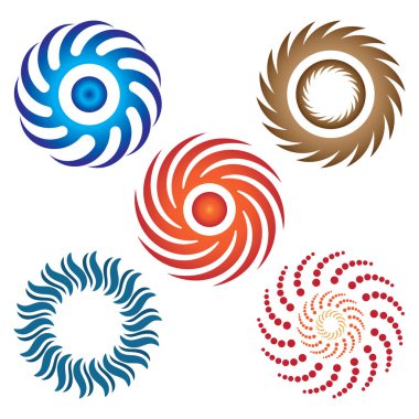 Soyut tasarım elementleri. Girdap, girdap, sarmal ve girdap şekilleri