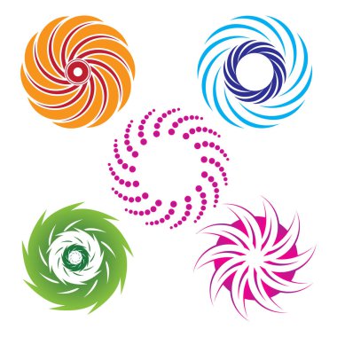 Soyut tasarım elementleri. Girdap, girdap, sarmal ve girdap şekilleri
