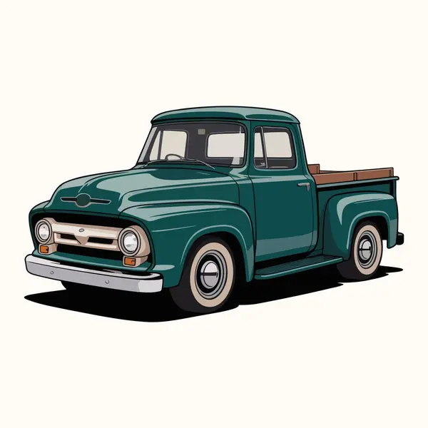 Klasik bir pikap kamyonu. Beyaz arkaplanda vektör illüstrasyonu.