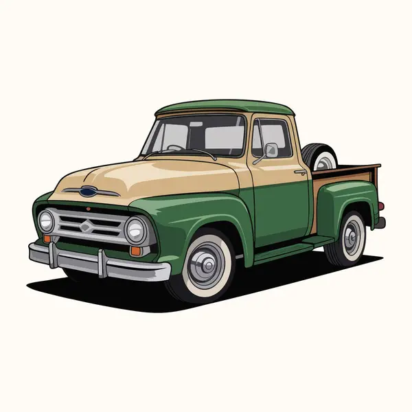 Klasik bir pikap kamyonu. Vektör illüstrasyonu beyaz arkaplanda izole edildi.