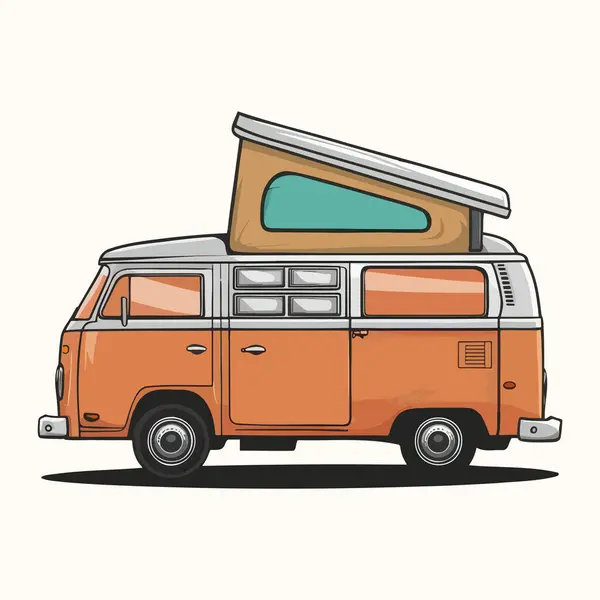 Beyaz arka planda izole edilmiş antika bir karavan. Vektör illüstrasyonu