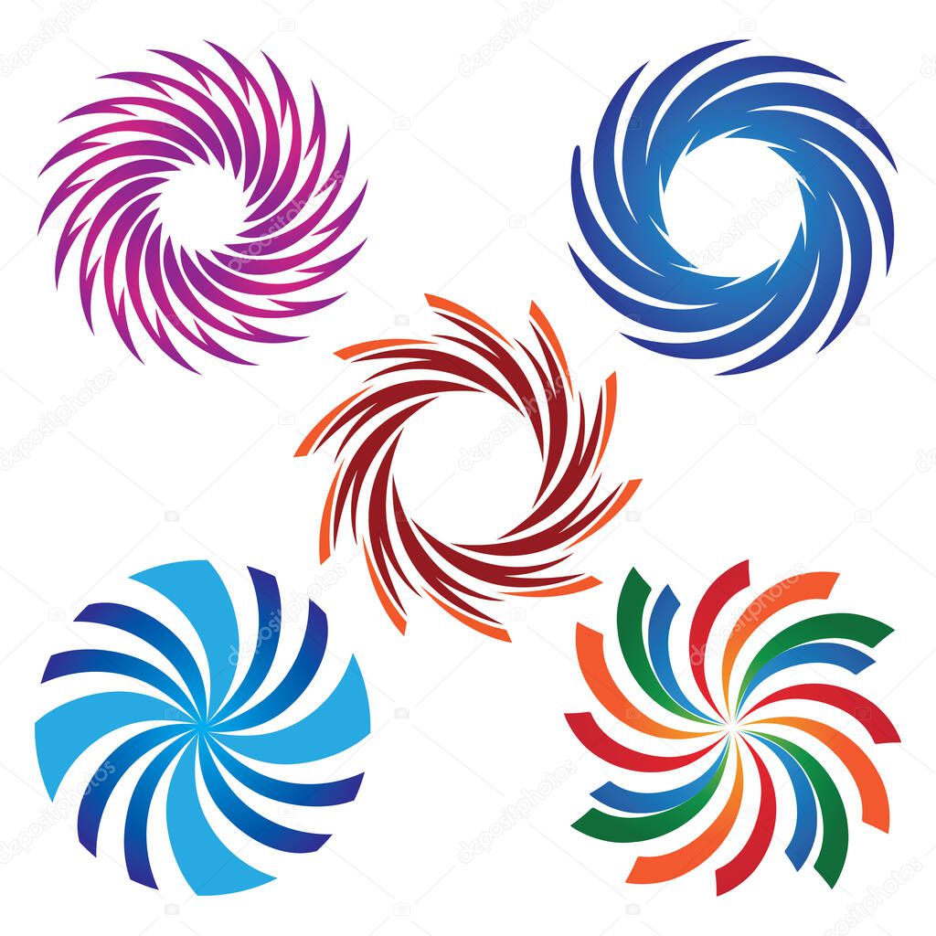 Spiral, swirl, and twirl element vector icon design template