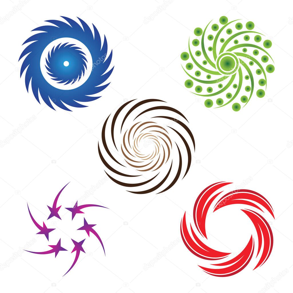 Spiral, swirl, and twirl element vector icon design template