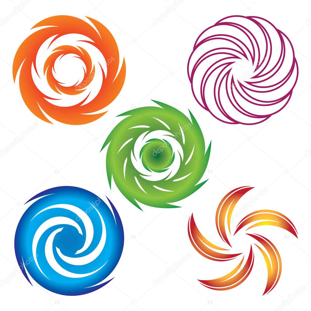 Vortex symbol vector illustrator abstract icon logo template design, vortex logo