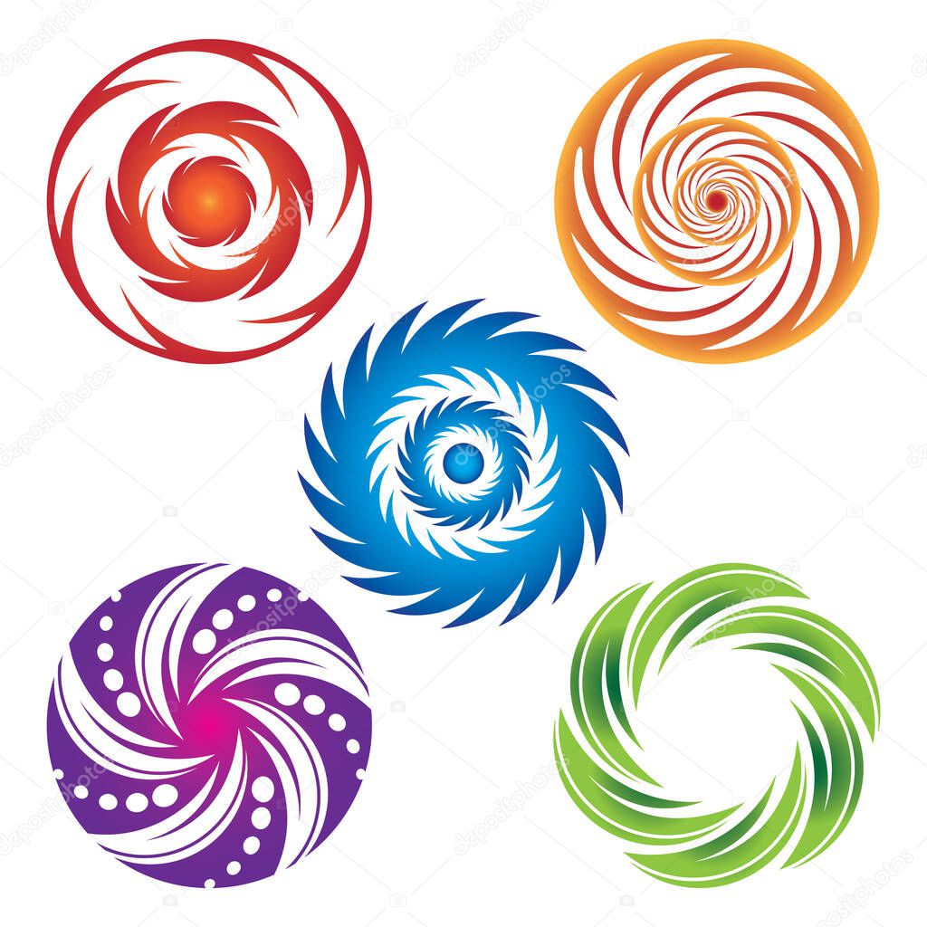 Vortex symbol vector illustrator abstract icon logo template design, vortex logo