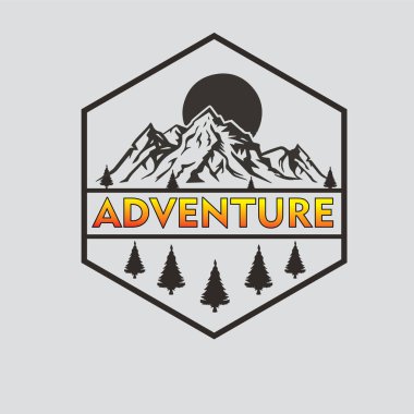 Klasik macera logoları, dağ rozetleri. El çizilmiş çıkartmalar, seyahat gezisi gezileri için tasarlanmış çıkartmalar.