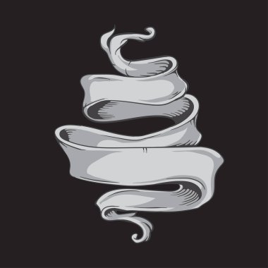 El çizimi kurdeleler siyah arkaplan vektör illüstrasyonunda izole